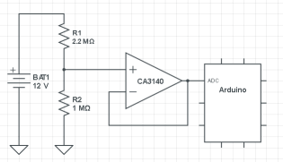 Diagrama de leitura de tensão de bateria.