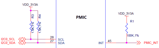 Resistores de pull-up nos sinais do PMIC.