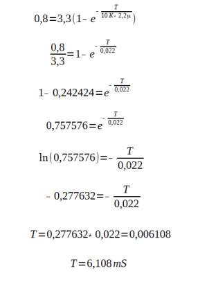 Cálculo do tempo de Reset.