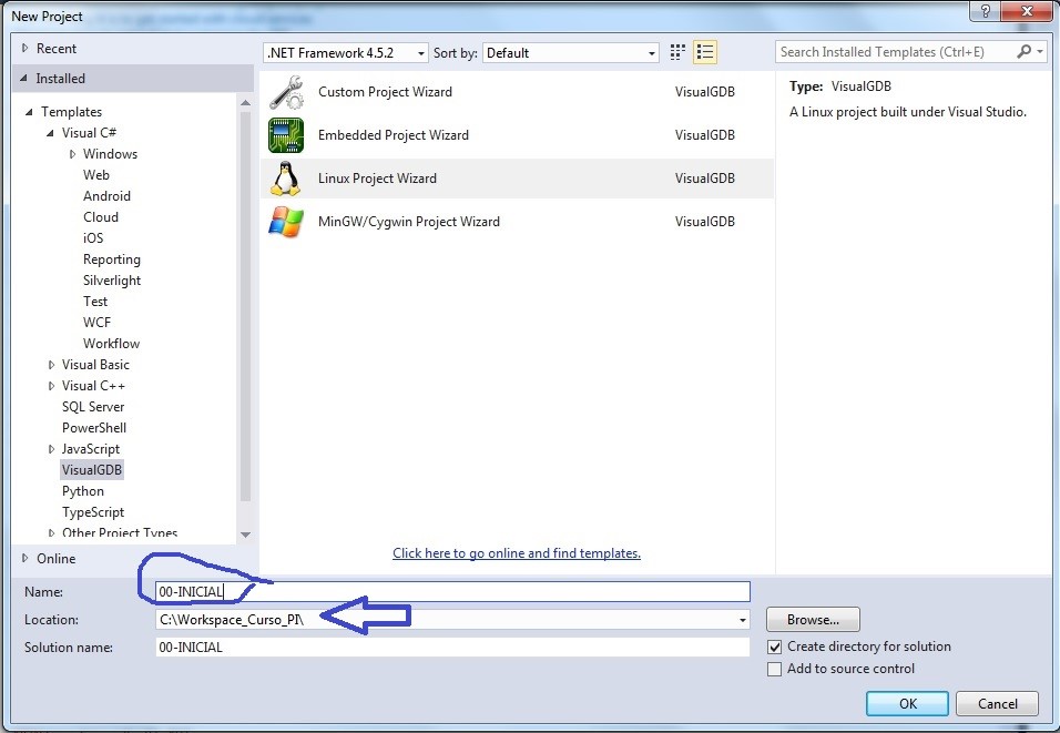 Visual Studio: Nome Projeto