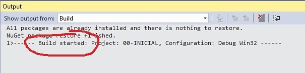 Visual Studio-inicio compilação