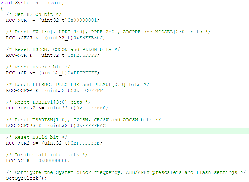 STM32F0 Discovery: Rotina SystemInit