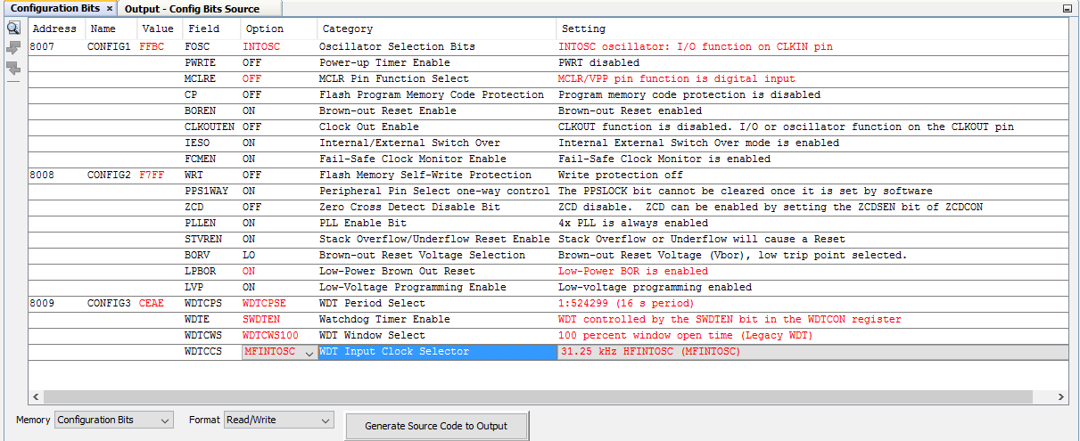 XC8-janela configuration bits