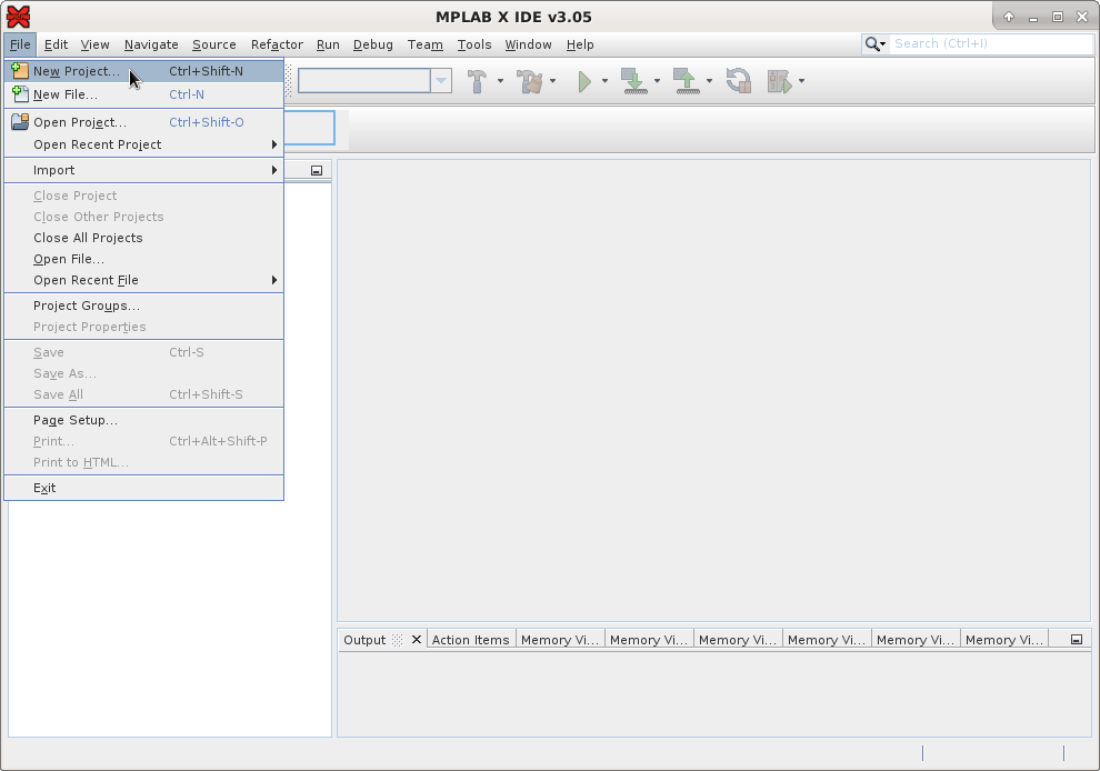 MPLAB X e XC8 no PICsimLab: new project