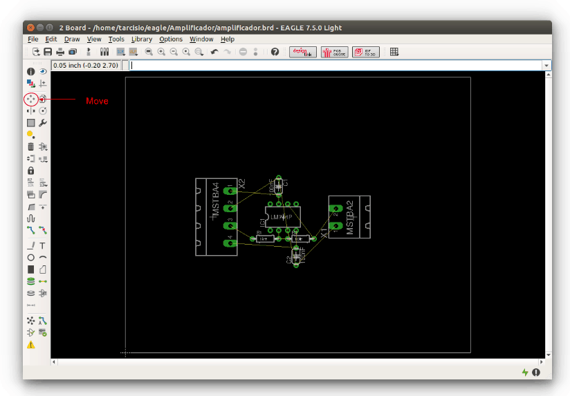 Posicionando os componentes na PCI para layout.