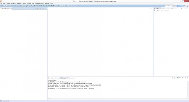 KL05z com Kinetis Design Studio: Interface do KDS