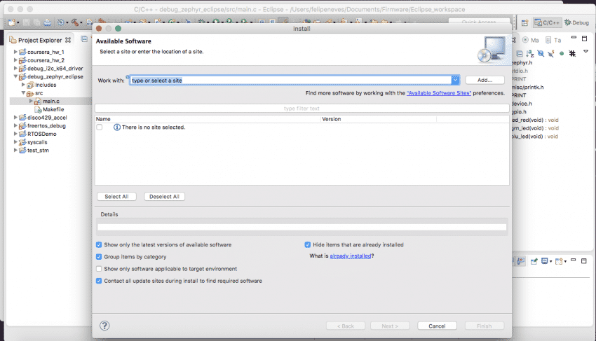 Debug do kernel do Zephyr