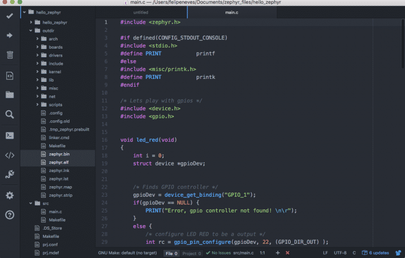 Debug do kernel do Zephyr