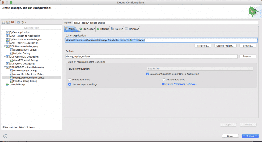 Debug do kernel do Zephyr