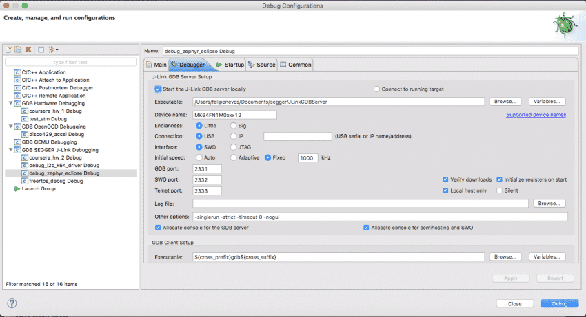 Debug do kernel do Zephyr