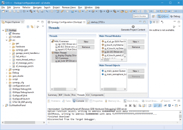 Visualização do e2studio com o Synergy Configuration