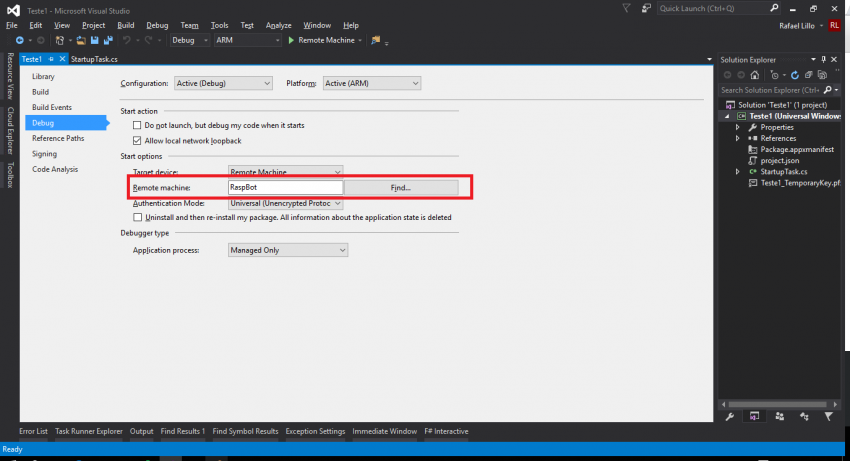 Alteração do dispositivo