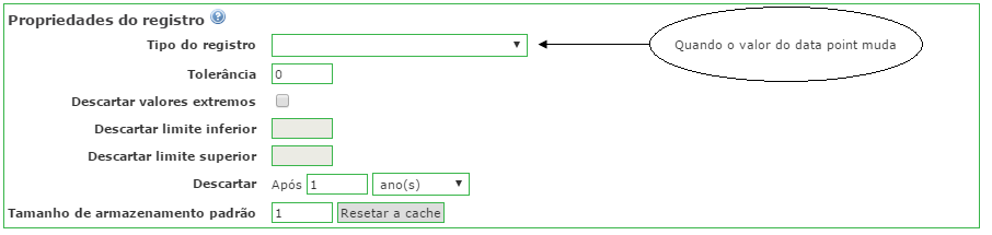 Definição das propriedades de registro no ScadaBR