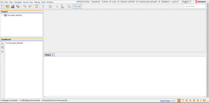 IDE do MPLAB Xpress aberta pela primeira vez