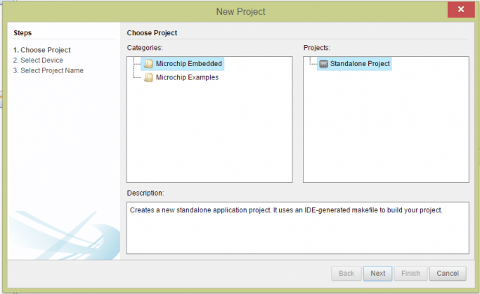 Selecionando o tipo de projeto Standalone