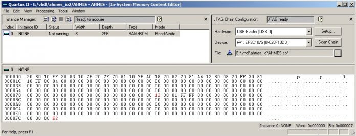 Editor de memória do FPGA em tempo real