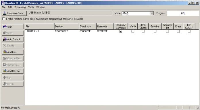 O programador do Quartus II