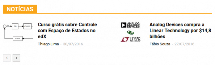 Novo layout do Embarcados - Seção de notícias no Embarcados