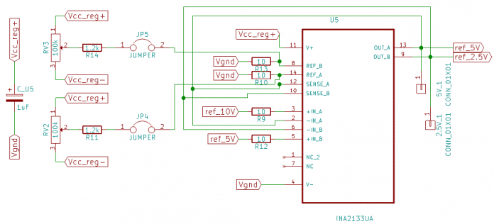 Circuito envolvendo o INA2133