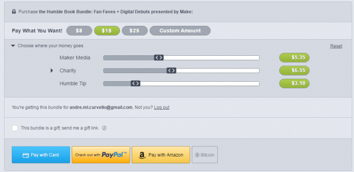 Seleção de valores e distribuição de ganhos pelo Humble Book Bundle