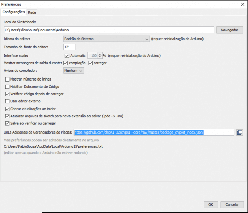 chipKIT uC32 - Adicionando URL no Gerenciadores de Placas