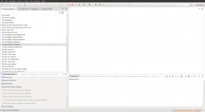 Projeto lwIP com FreeRTOS aberto.