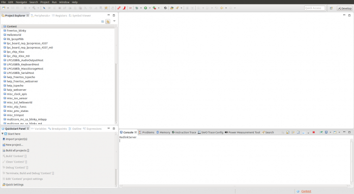 Todos os projetos fechados na IDE LPCXpresso.