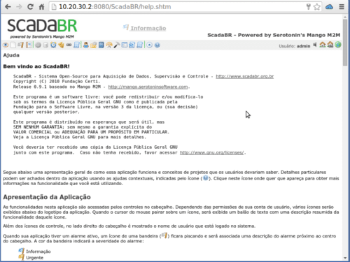 Tela inicial do ScadaBR na Toradex Colibri i.MX6