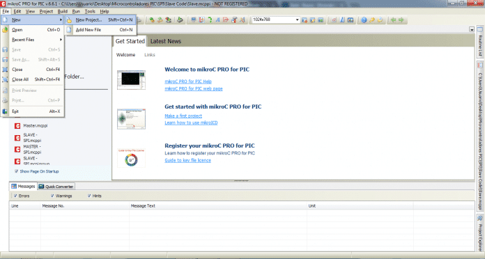 Criando novo projeto para PIC18F4550