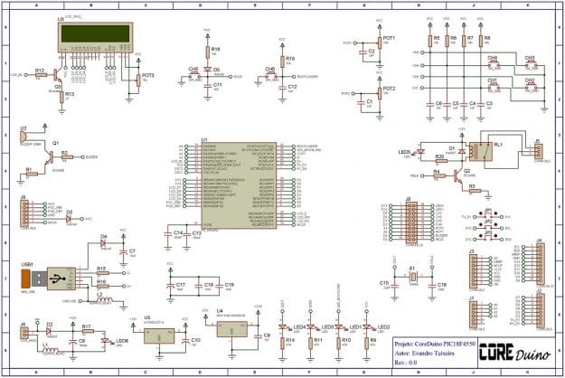 Circuito Elétrico COREDuino PIC18F4550