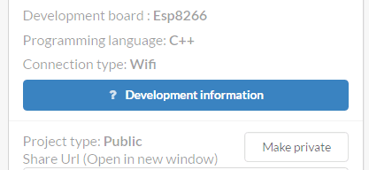 Tela do DeviceHub para obter informações de desenvolvimento.