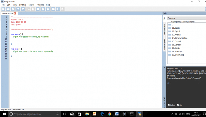 Novo projeto no Pinguino IDE