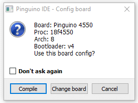 Janela com informações do projeto