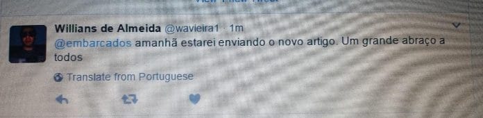 Tweet enviado por mim