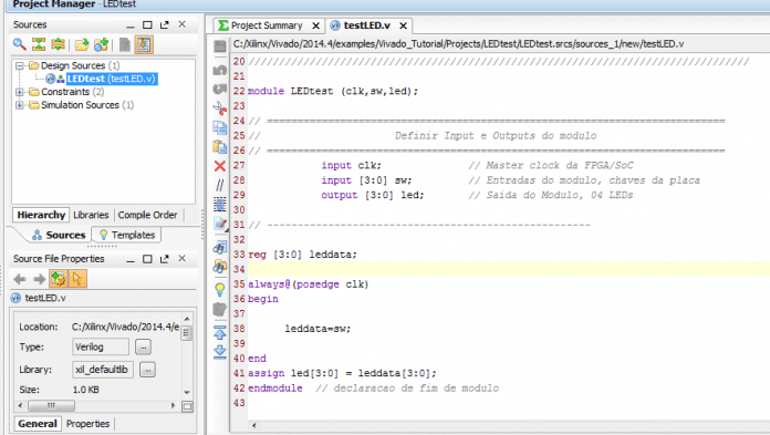 Ambiente após arquivo ser salvo com o código desejado