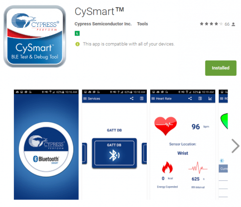 CySmart na Play Store do Google.