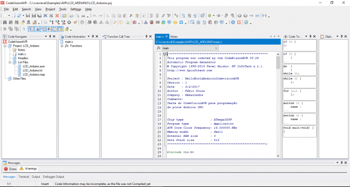Projeto gerado no CodeVisionAVR