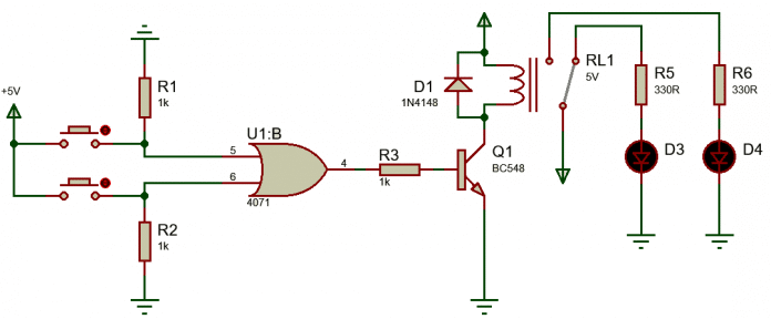Lógica "OU" Com porta lógica da família CMOS 4071