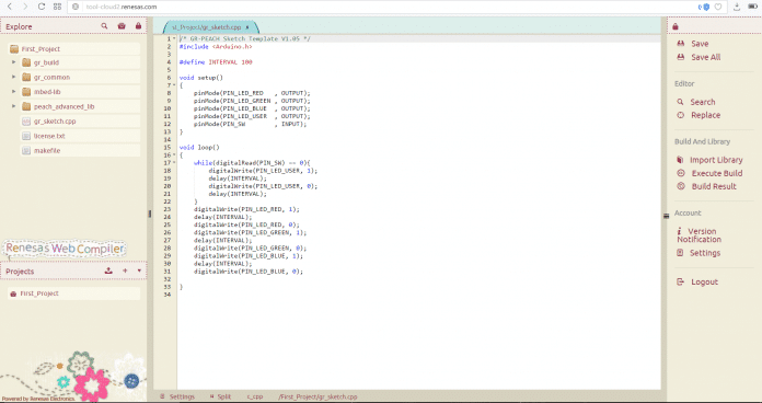 Tela Renesas Web Compiler