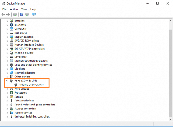 Porta na qual o Arduino está conectado.