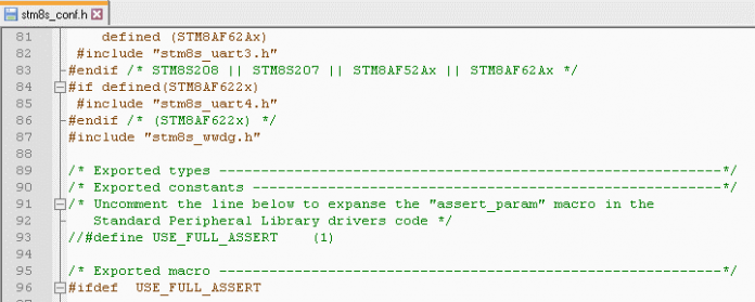 Definição USE_FULL_ASSERT comentada