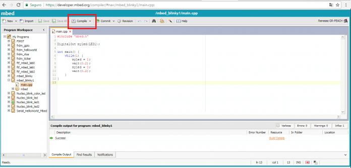 Compilação Programa MBED