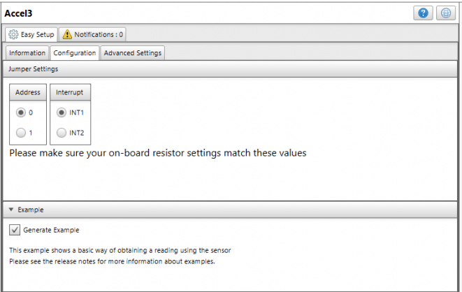 Configuração do modo de funcionamento da Accel3