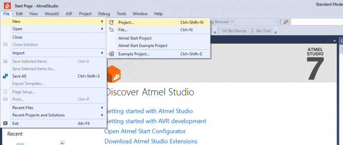 Franzininho no Atmel Studio 7 - Iniciando um projeto no ATMEL Studio