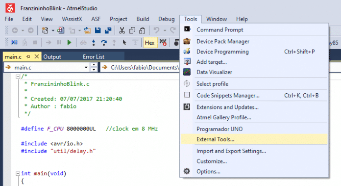 Adicionando uma ferramenta externa