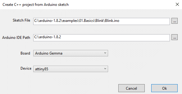 Configuração do sketch e ferramenta
