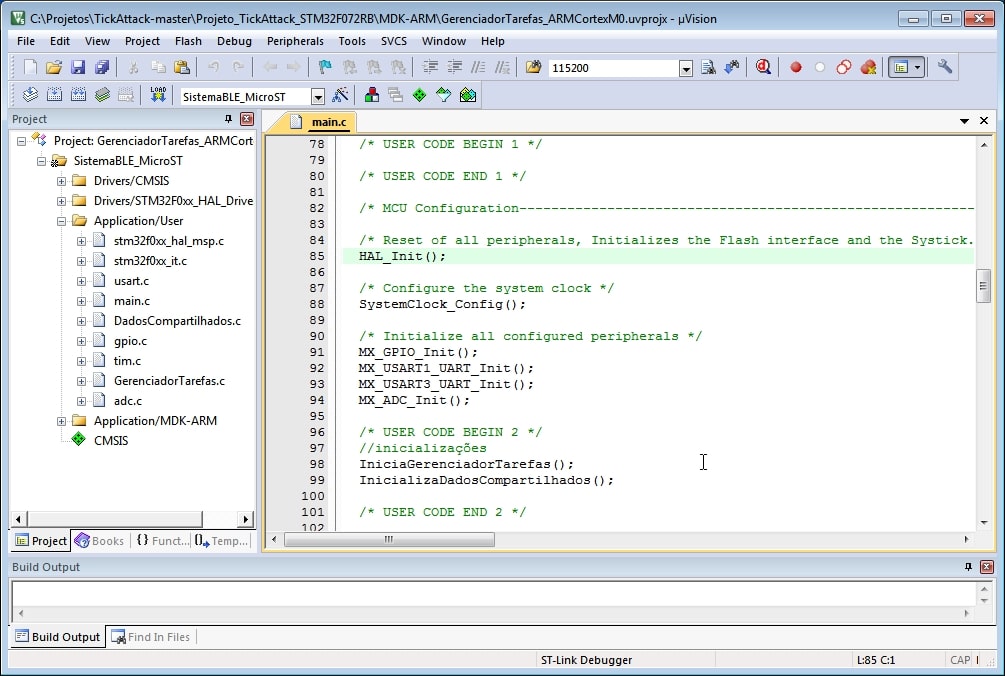 Aplicação com TickAttack - Projeto aberto do MSK Keil 5