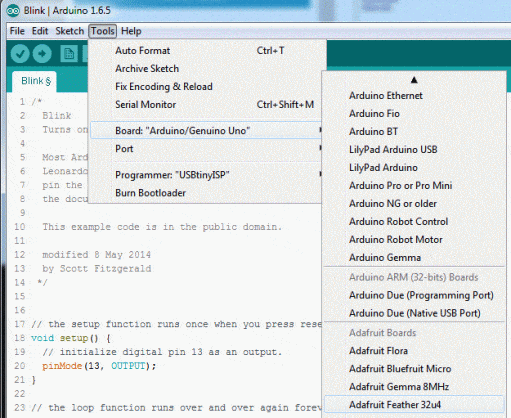 Feather32u4 LoRa com Arduino IDE