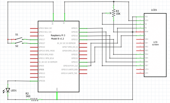 Esquema elétrico do display de LCD
