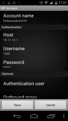 Configurando conta SIP no Zoiper do Celular